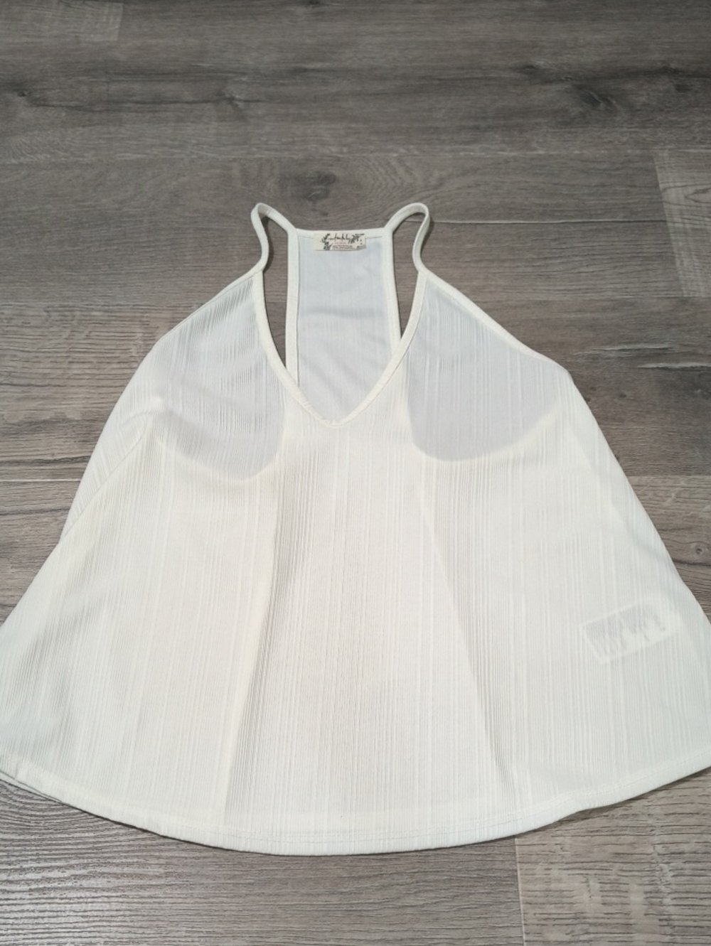 Free People White Ribbed Racerback Tank